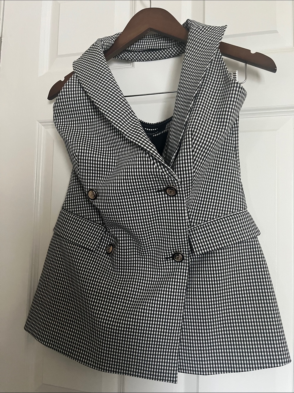 White House Black Market Black and White Gingham Dress